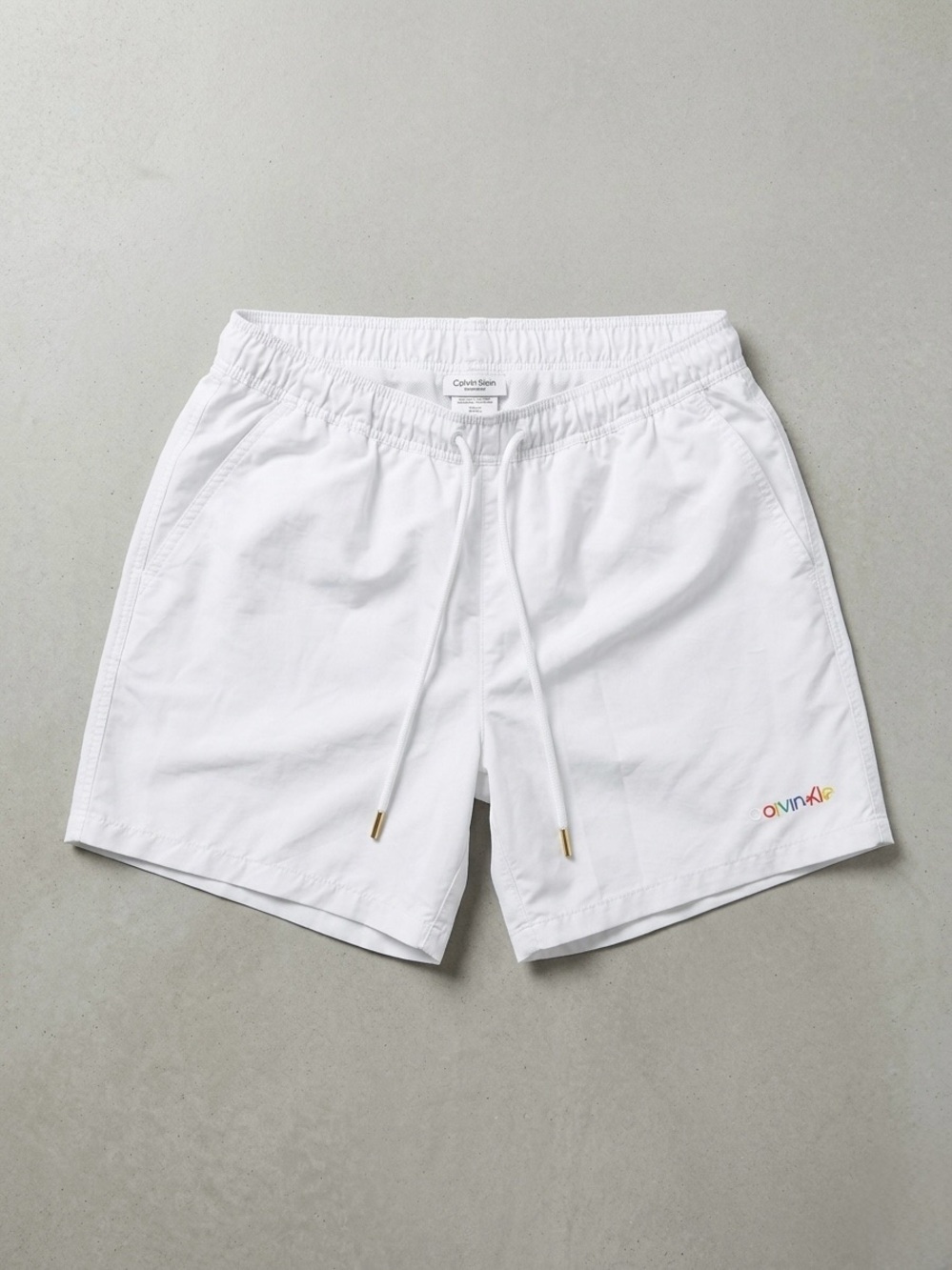 Calvin Klein White Swim Shorts with Multicolor Logo